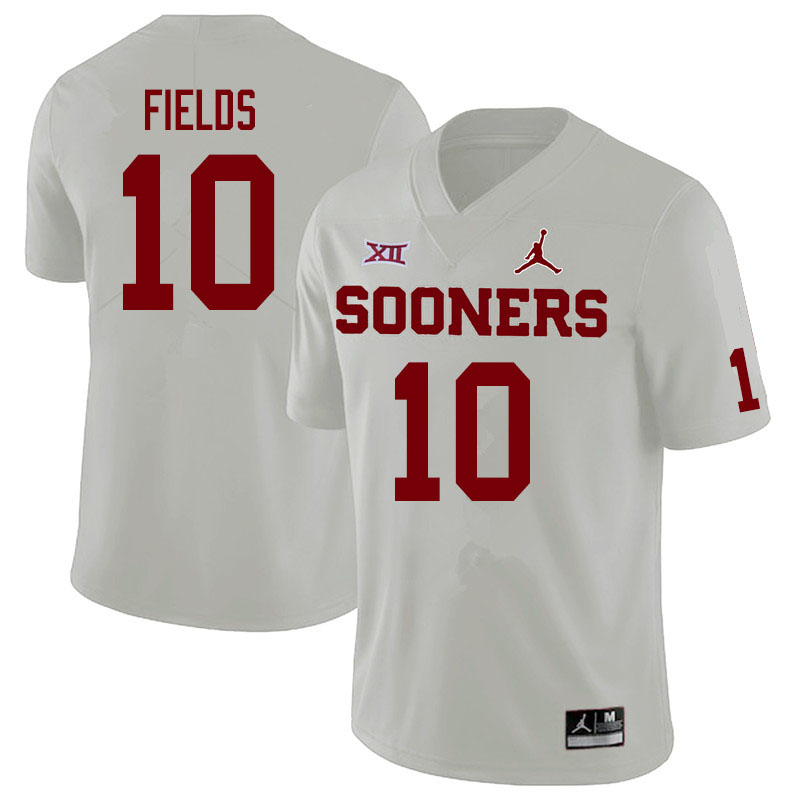 Jordan Brand Men #10 Pat Fields Oklahoma Sooners College Football Jerseys Sale-White